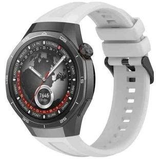 For Huawei Watch GT 5 Pro 46mm Black Steel Buckle Liquid Silicone Watch Band(Coconut Gray)