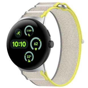 For Google Pixel Watch 3 41mm Nylon Woven Hook and Loop Fastener Watch Band(Yellow Gray)