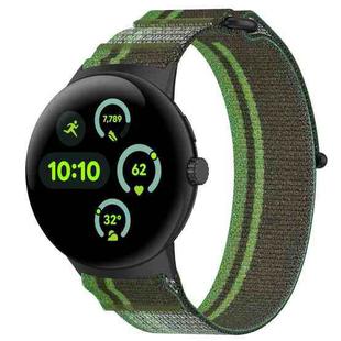 For Google Pixel Watch 3 41mm Nylon Woven Hook and Loop Fastener Watch Band(Blackish Green)