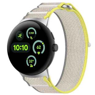 For Google Pixel Watch 3 45mm Nylon Woven Hook and Loop Fastener Watch Band(Yellow Gray)