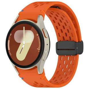 For Samsung Galaxy Watch 7 40 / 44mm Holes Style Stitched Folding Buckle Silicone Watch Band(Orange)