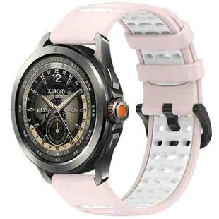 For Xiaomi Watch S4 Sport Two Color Holes Style Quick Release Silicone Watch Band(Pink White)