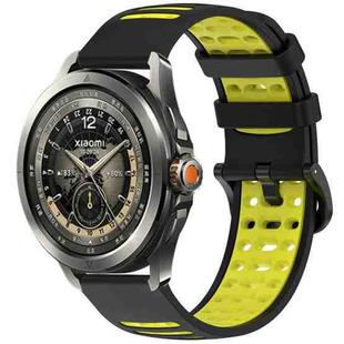 For Xiaomi Watch S4 Sport Two Color Holes Style Quick Release Silicone Watch Band(Black Lime)