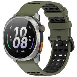 For Keep Watch Pilot 1 Two Color Holes Style Quick Release Silicone Watch Band(Jungle Green Black)