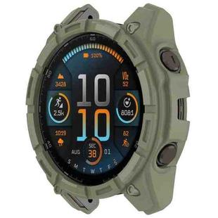 For Garmin Enduro 3 Armour Hollow TPU Half Coverage Watch Protective Case(Jungle Green)