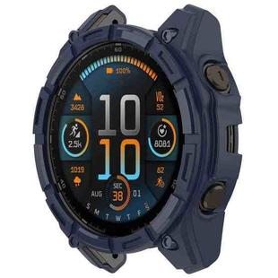 For Garmin Enduro 3 Armour Hollow TPU Half Coverage Watch Protective Case(Midnight Blue)