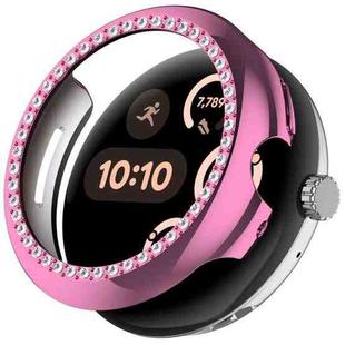For Google Pixel Watch Diamond Electroplated PC Half Coverage Watch Protective Case(Pink)