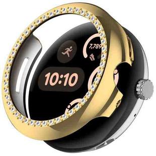 For Google Pixel Watch 3 45mm Diamond Electroplated PC Half Coverage Watch Protective Case(Gold)