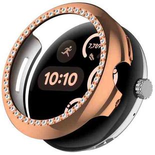 For Google Pixel Watch 3 45mm Diamond Electroplated PC Half Coverage Watch Protective Case(Rose Gold)