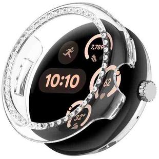 For Google Pixel Watch 3 45mm Diamond Electroplated PC Half Coverage Watch Protective Case(Transparent Color)