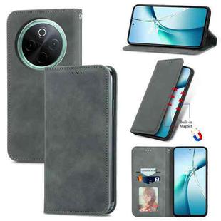 For vivo Y300 Pro Retro Skin Feel Magnetic Flip Leather Phone Case(Grey)