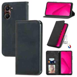 For vivo Y37 Retro Skin Feel Magnetic Flip Leather Phone Case(Black)