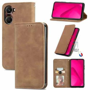 For vivo Y37 Retro Skin Feel Magnetic Flip Leather Phone Case(Brown)