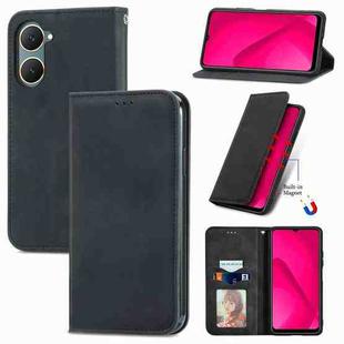 For vivo Y18e Retro Skin Feel Magnetic Flip Leather Phone Case(Black)