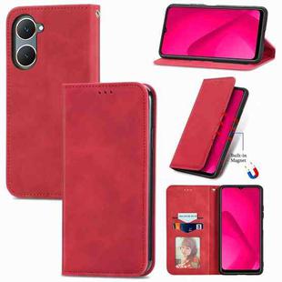 For vivo Y18e Retro Skin Feel Magnetic Flip Leather Phone Case(Red)