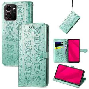 For HMD Skyline Cat and Dog Embossed Leather Phone Case(Green)