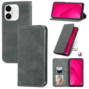 For Tecno Spark 30C 5G Retro Skin Feel Magnetic Leather Phone Case(Gray)