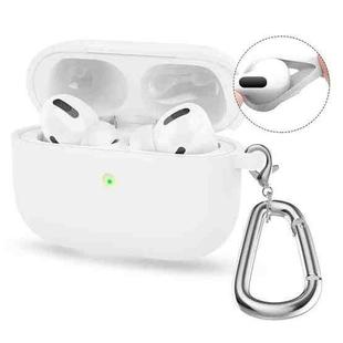 For Apple AirPods 4 2024 ENKAY Hat-Prince Thickened Silicone Case with Hook and Anti-lost Silicone Earbuds(White)