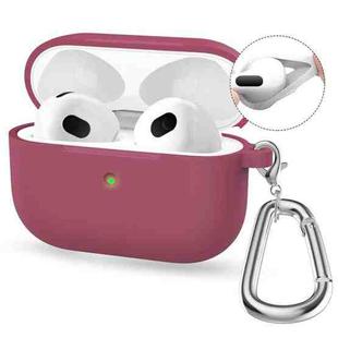 For Apple AirPods 4 2024 ENKAY Hat-Prince Thickened Silicone Case with Hook and Anti-lost Silicone Earbuds(Purplish Red)