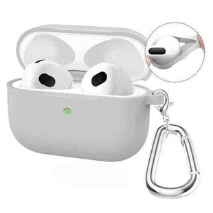 For Apple AirPods 4 2024 ENKAY Hat-Prince Thickened Silicone Case with Hook and Anti-lost Silicone Earbuds(Light Grey)