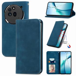 For Nothing Phone 3a Retro Skin Feel Magnetic Flip Leather Phone Case(Blue)