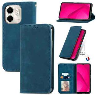 For Infinix Smart 9 Retro Skin Feel Magnetic Flip Leather Phone Case(Blue)