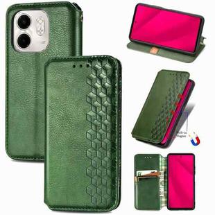 For Infinix Smart 9 Cubic Grid Pressed Magnetic Leather Phone Case(Green)