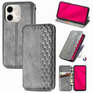 For Infinix Smart 9 Cubic Grid Pressed Magnetic Leather Phone Case(Gray)