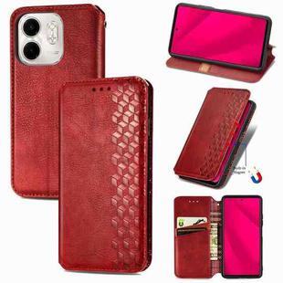 For Infinix Smart 9 Cubic Grid Pressed Magnetic Leather Phone Case(Red)