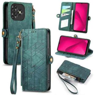 For Oukitel C53 Geometric Zipper Wallet Side Buckle Leather Phone Case(Green)