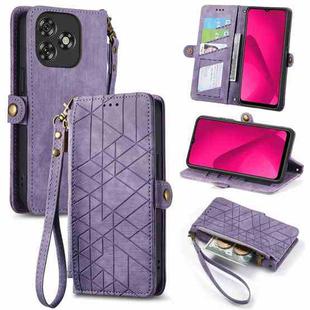 For Oukitel C53 Geometric Zipper Wallet Side Buckle Leather Phone Case(Purple)