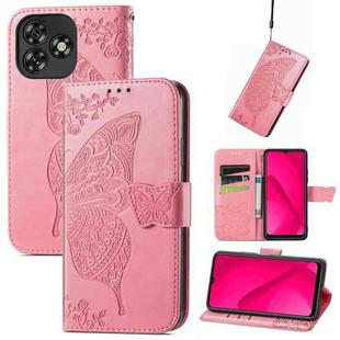 For Oukitel C53 Butterfly Love Flower Embossed Leather Phone Case(Pink)