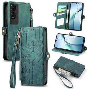 For TCL 50 5G Geometric Zipper Wallet Side Buckle Leather Phone Case(Green)