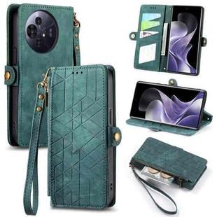 For TCL 50 Pro NxtPaper Geometric Zipper Wallet Side Buckle Leather Phone Case(Green)