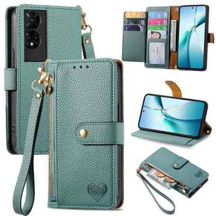 For TCL 50 5G Love Zipper Lanyard Leather Phone Case(Green)