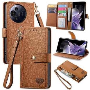 For TCL 50 Pro NxtPaper Love Zipper Lanyard Leather Phone Case(Brown)