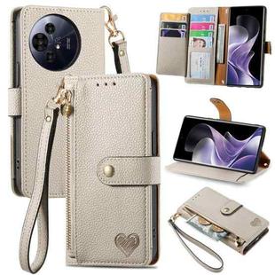 For TCL 50 Pro NxtPaper Love Zipper Lanyard Leather Phone Case(Gray)