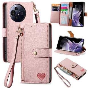 For TCL 50 Pro NxtPaper Love Zipper Lanyard Leather Phone Case(Pink)