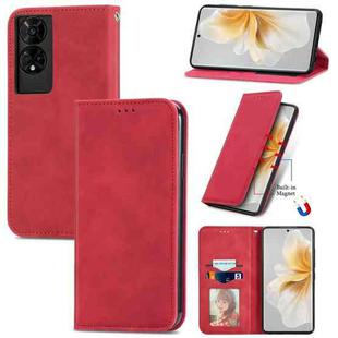 For TCL 50 5G Retro Skin Feel Magnetic Flip Leather Phone Case(Red)