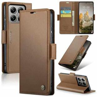 For Xiaomi 14T CaseMe 023 Butterfly Buckle Litchi Texture RFID Anti-theft Leather Phone Case(Brown)