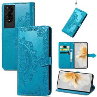 For TCL 50 5G Mandala Flower Embossed Leather Phone Case(Blue)