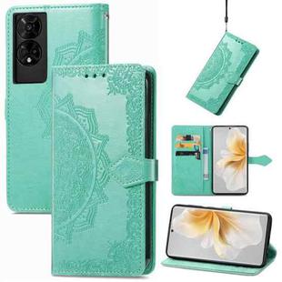 For TCL 50 5G Mandala Flower Embossed Leather Phone Case(Green)