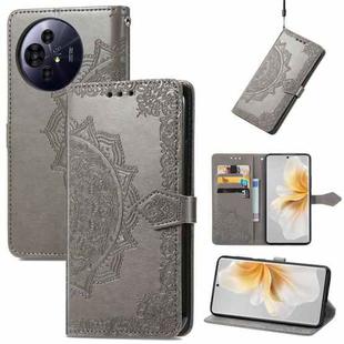 For TCL 50 Pro NxtPaper Mandala Flower Embossed Leather Phone Case(Gray)