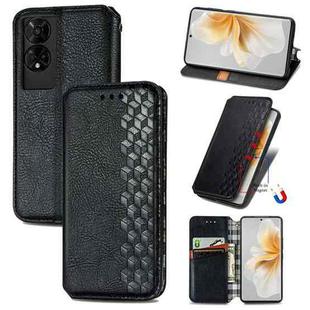 For TCL 50 5G Cubic Grid Pressed Magnetic Leather Phone Case(Black)