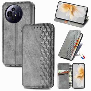 For TCL 50 Pro NxtPaper Cubic Grid Pressed Magnetic Leather Phone Case(Gray)