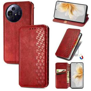 For TCL 50 Pro NxtPaper Cubic Grid Pressed Magnetic Leather Phone Case(Red)