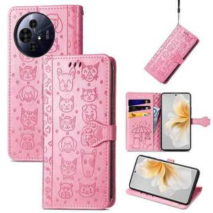 For TCL 50 Pro NxtPaper Cat and Dog Embossed Leather Phone Case(Pink)