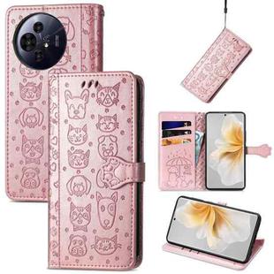 For TCL 50 Pro NxtPaper Cat and Dog Embossed Leather Phone Case(Rose Gold)