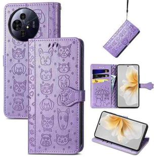 For TCL 50 Pro NxtPaper Cat and Dog Embossed Leather Phone Case(Purple)