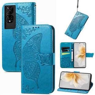 For TCL 50 5G Butterfly Love Flower Embossed Leather Phone Case(Blue)